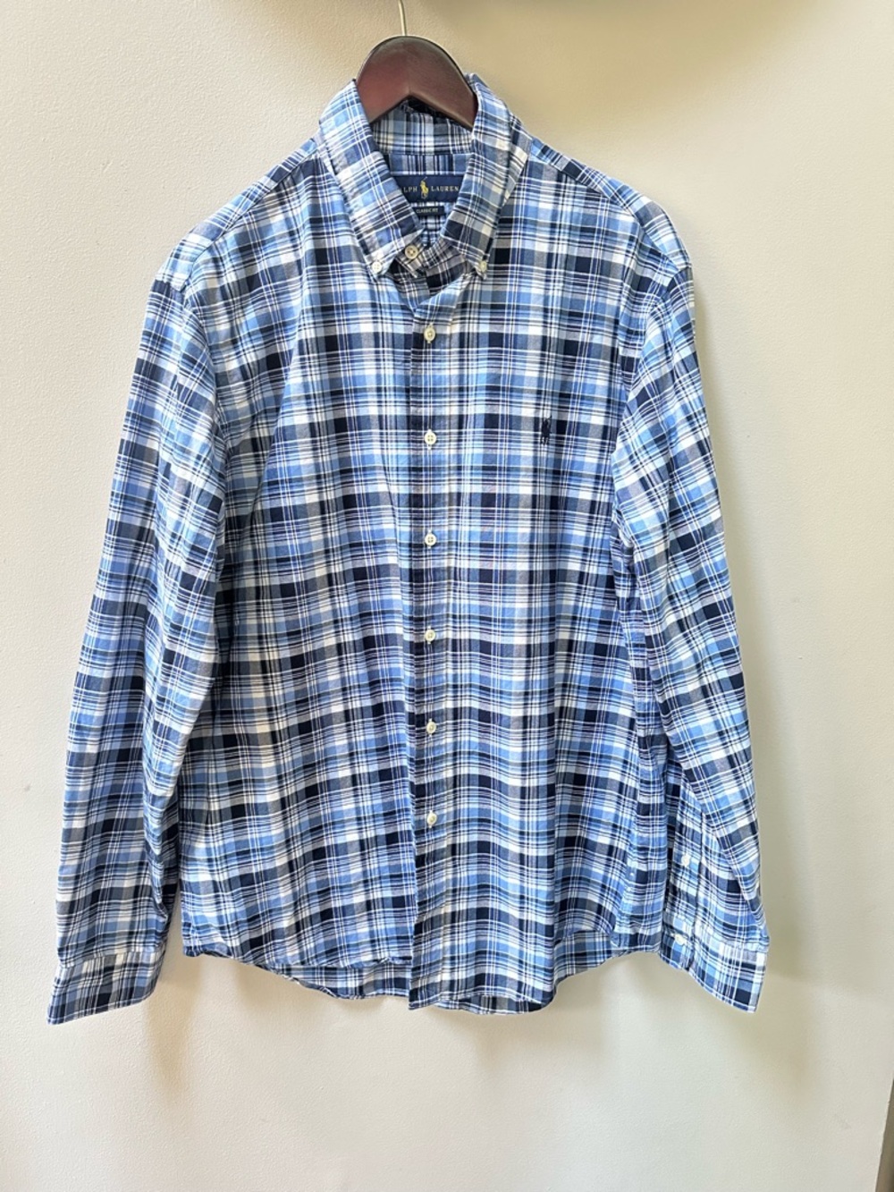 Ralph Lauren Men's Oxford Plaided Shirt Classic Fit Size L